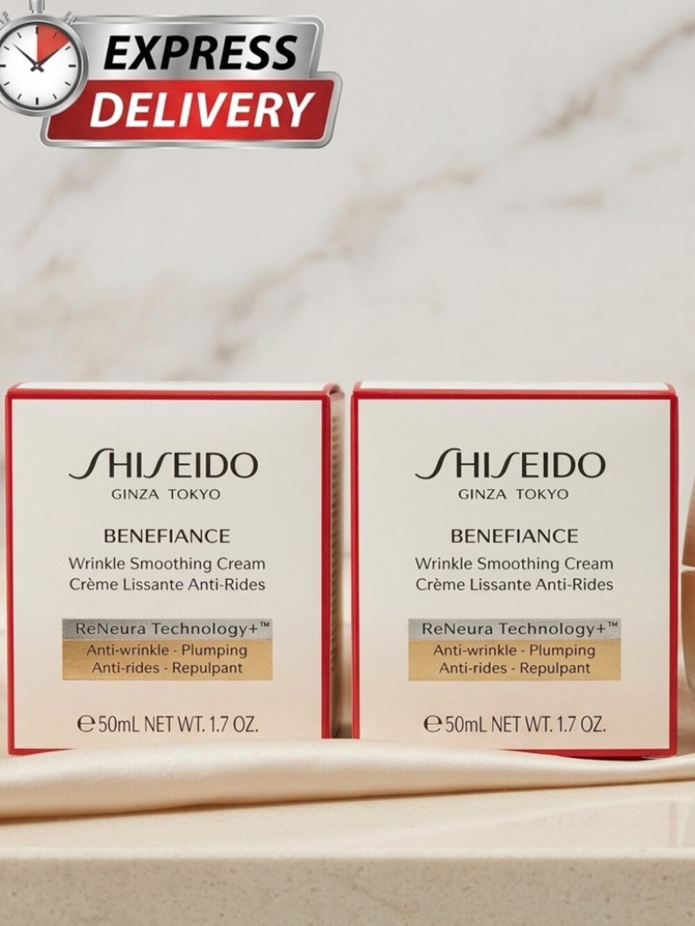 Shiseido Benefiance Wrinkle Smoothing Cream 1.7oz -50ml Sealed (2 Pack ) NIB